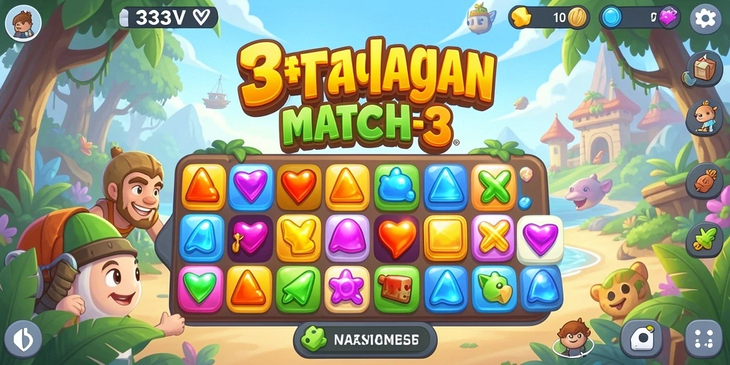 Tampilan dinamis dari gameplay seru 333V dalam genre Match-3.