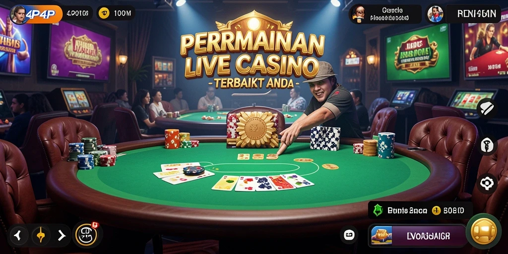 Screenshot gameplay 4P4P yang menggambarkan suasana Live Casino yang mendebarkan.