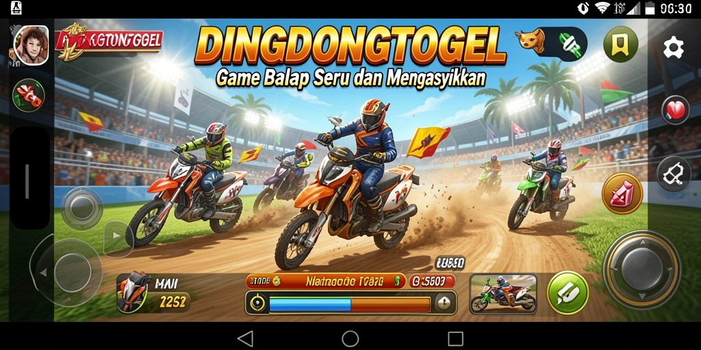 Tangkapan layar dari gameplay DINGDONGTOGEL yang penuh aksi balap.