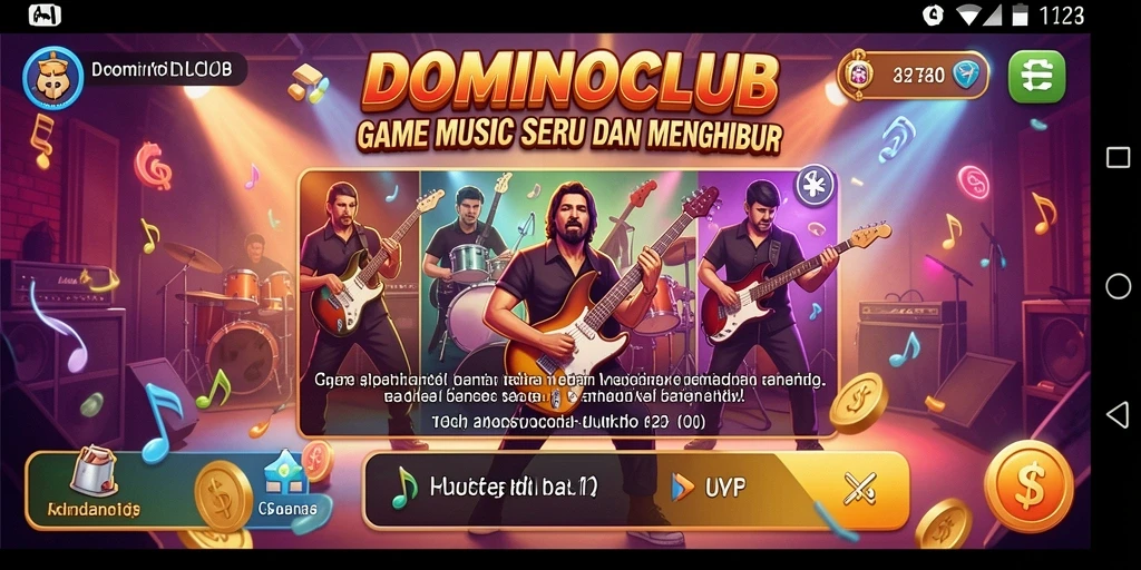 Gameplay seru di DOMINOCLUB yang menampilkan tantangan musik.