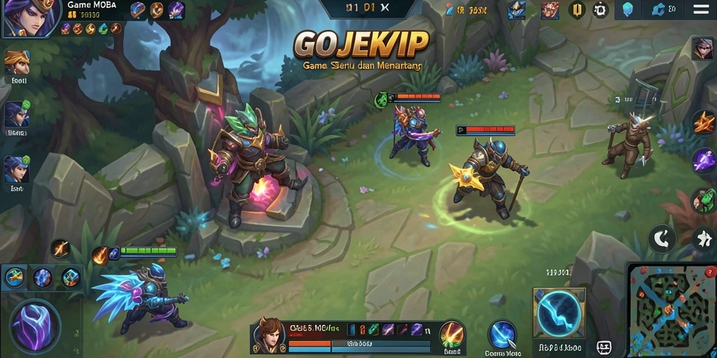 Gameplay seru GOJEKVIP dalam pertempuran MOBA.