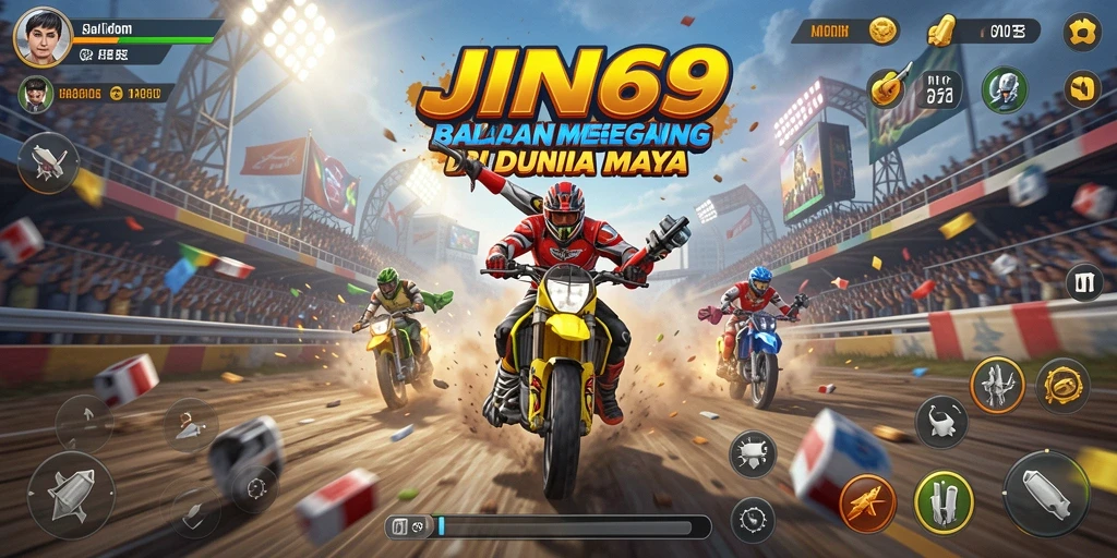 Tangkapan layar gameplay JIN69 yang menunjukkan aksi balapan seru.