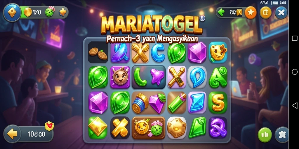 Tampilan gameplay MARIATOGEL dengan elemen Match-3 yang menarik.
