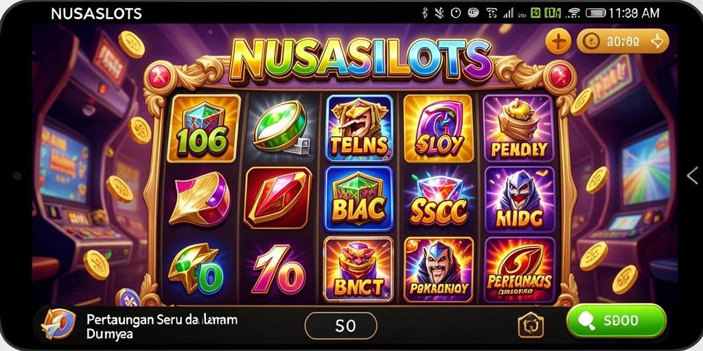 Tangkapan layar gameplay NUSASLOTS menampilkan pertarungan mendebarkan dan interaksi slot.
