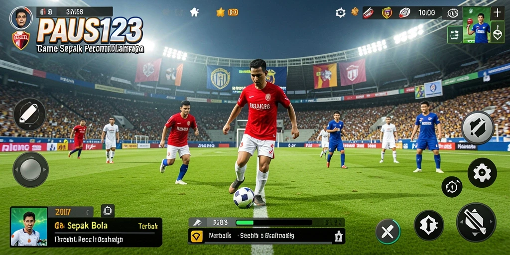 Gameplay PAUS123 yang menampilkan aksi sepak bola seru.