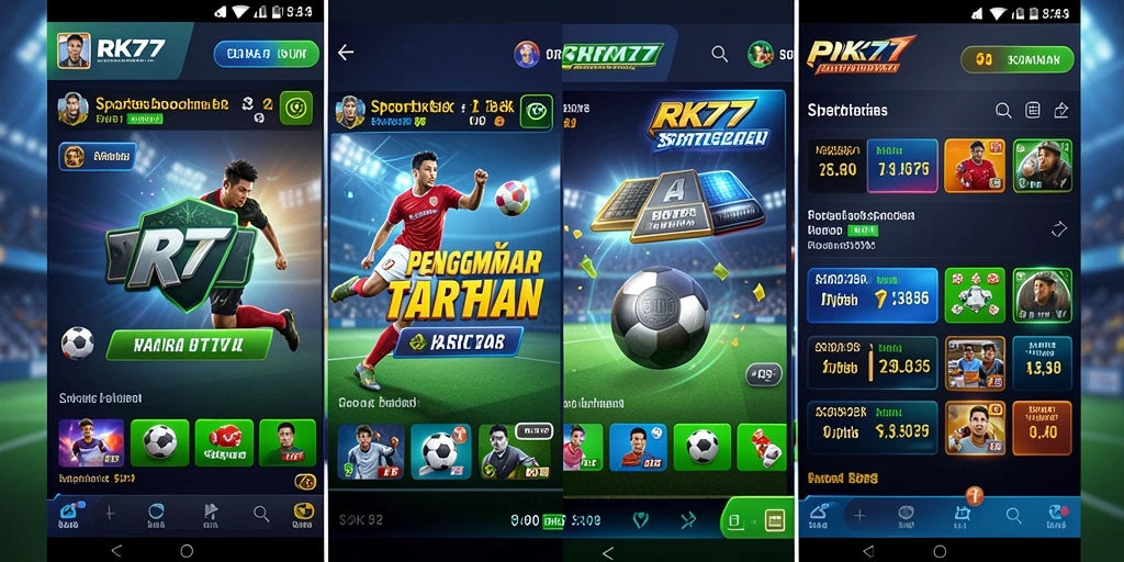 Tampilan gameplay RK77 menampilkan taruhan olahraga secara langsung.