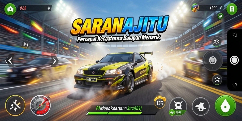 Tampilan menarik dari gameplay Racing SARANAJITU yang mendebarkan.