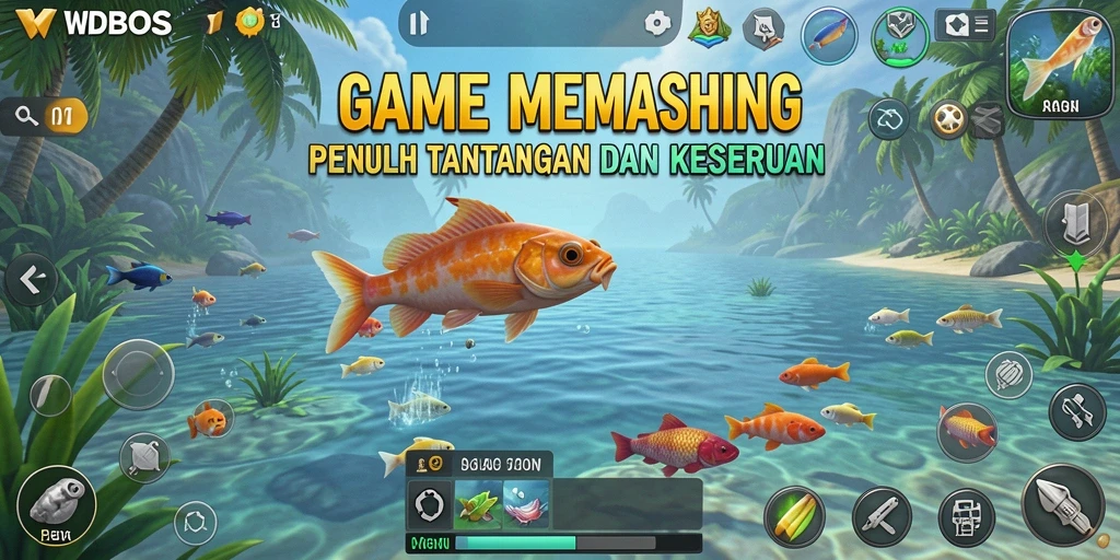 Tampilan gameplay WDBOS yang menarik saat menangkap ikan.